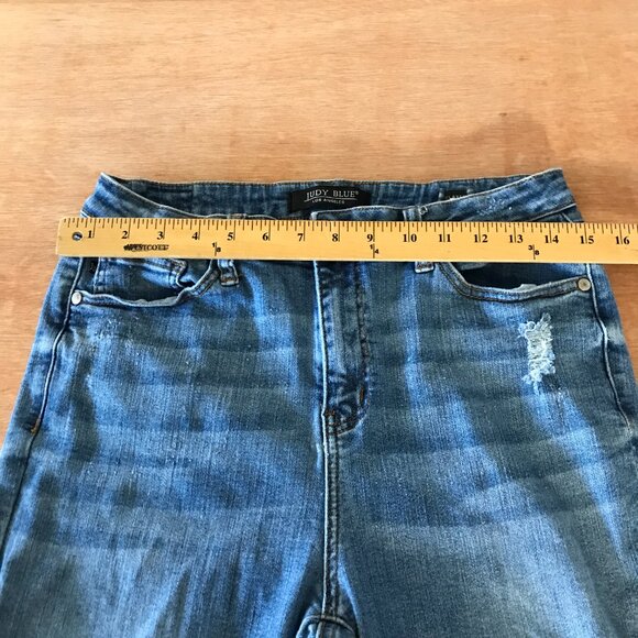 Judy Blue Relaxed Fit Jeans Women 31 Blue High Rise Distressed Medium Wash Boho - Picture 10 of 14